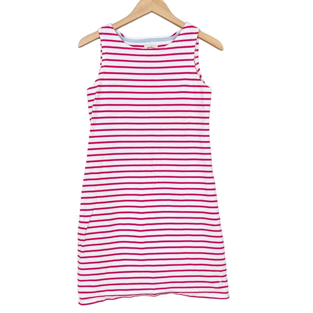 Joules Riva Pink White Striped Sleeveless Dress Sz 6